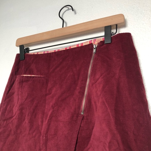 Betabrand Asymmetrical Cranberry Corduroy Skirt - Picture 4 of 8